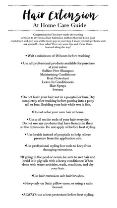 At home after care instructions for Hair Extensions Hair Extensions Tape Ins, Hair Extension Certificate, Hair Extension Shampoo And Conditioner, Hair Extension Consultation Form, Extension Care Tips Hair, Hair Extension Contract, Client Consultation Forms Salon Hair, Hair Extensions Care Tips, Hair Extensions Care