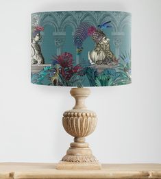 a lamp that is on top of a table