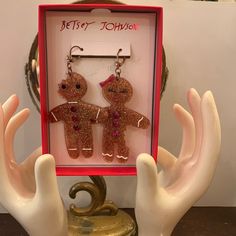 More Copper In Color Than Gold. Tis The Season-Almost ;) Cat Earrings Studs, Betsey Johnson Earrings, Ghost Earrings, Glitter Acrylic, Holiday Candy, Butterfly Earrings Stud, Glitter Acrylics, Holiday Earring, Betsey Johnson Jewelry