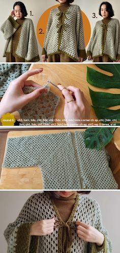 instructions to crochet a ponchy shawl