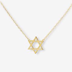 This high-polished 14K yellow gold Star of David pendant is the perfect go-to gift for your next Bar Mitzvah. 14K Yellow Gold Length: 18 Inches Gold Sterling Silver Star Of David Necklace, Star Of David Yellow Gold Plated Jewelry, Silver Star Of David Necklace In 14k Gold, 14k Gold Silver Star Of David Necklace, 14k Gold Star Of David Necklace, Tarnish Resistant, Yellow Gold Star Of David Jewelry For Formal Occasions, 14k Yellow Gold Star Of David Necklace, Classic Star Of David Necklace For Gift, Classic Star Of David Necklace As Gift