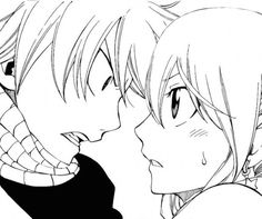 two anime characters one is kissing and the other is looking at each other's face