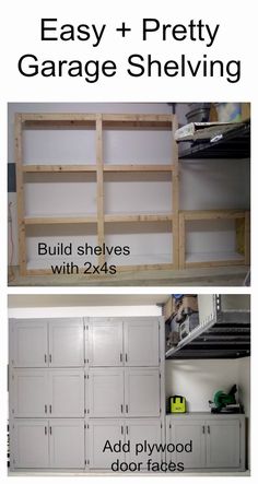 the garage shelving is built with 2x4's