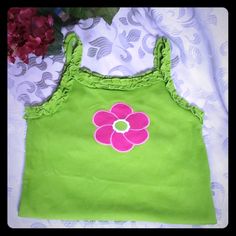 New With Tag Girls Tank Top With Flower Bundle And Same. Green Sleeveless Tops For Playtime, Flower Bundle, Girls Tank Top, Top With Ruffles, Gymboree Girl, Tanktop Girl, Tank Girl, Kids Shirts, Ruffles