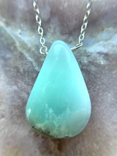 "Gorgeous large mint green Chrysoprase pendant have been made into a gorgeous stone statement necklace. Perfect to wear on its own or layering. Stone is 30x22 mm 16\" sterling chain Handcrafted Chrysoprase Necklace *Beautiful Raw Crystal jewelry gift *Inspires Love - Heart Chakra *High quality genuine Stones *Raw stones offer stunning unique characteristics *Delivered in a luxurious pink velvet jewelry bag" Green Chrysoprase Necklace For Healing, Green Amazonite Gemstone Turquoise Necklace, Chrysoprase Necklace With Large Stone, Chrysoprase Necklace With Large Stone As Gift, Spiritual Chrysoprase Gemstone Necklaces, Spiritual Chrysoprase Gemstone Necklace, Chrysoprase Necklace, November Birthstone Necklace, Raw Stone Necklace