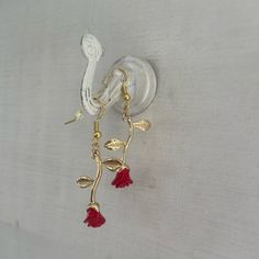 Red Roses With Gold, Earrings By Mcm Designs Mcm Design, Red Gold, Red Roses, Gold Earrings, Color Design, Jewelry Design, Jewelry Earrings, Roses, Women Jewelry