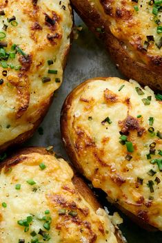 baked potatoes with herbs and seasoning on top