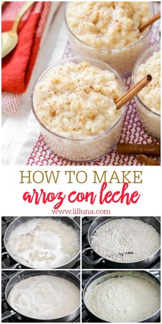 how to make arug con leche in small bowls with cinnamon sticks on the side