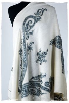 Celestial Christine Royale Paisley Shawl — Seasons by The Kashmir Company Shawl Embroidery, Subtle Embroidery, Hand Dyed Shawl, Paisley Shawl, Square Silk Scarf, Embroidery Gifts, Cashmere Shawl, European Women, Wool Shawl