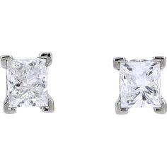 14K White Gold Princess Cut 2.01 Carat Total Weight Diamond Stud Earrings Modern Diamond Earrings, Sophisticated Jewelry, Princess Cut Gold, White Gold Studs, Diamond Birthstone, Luxury Earrings, Princess Cut Diamond, Back Jewelry, Diamond Stud Earrings