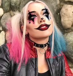 Harley Quinn Make-up, Fairy Masquerade, Pretty Costumes, Carnival Vintage, Pelottava Halloween, Makeup Clown, Halloween Makeup Clown, Harley Quinn Makeup