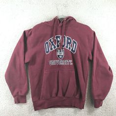 Oxford University Hoodie Sweatshirt Mens Medium M Maroon Pullover Kangaroo Pocket Size: Men's Medium M Condition: Pre-Owned. Good Condition. Some Fading and Small Discoloration Spot on Back. PLEASE NOTE: The item pictured is the exact one you will receive and has been properly cleaned per eBay’s policies. Pre-owned items will show signs of age/use. We try hard to photograph flaws and/or condition issues. Please review all photos in this listing to best judge overall condition.   Photographed mea Oxford University Hoodie, University Red Cotton Hoodie, University Red Cotton Hooded Sweatshirt, Harvard University Sweatshirt, University Red Long Sleeve Collegiate Hoodie, Oxford University, Try Harder, Spot On, Aging Signs