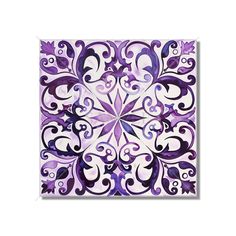 a purple and white tile with swirls on it