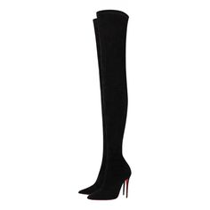 Christian Louboutin Kate Botta Alta 100 Black Suede Otk Knee Thigh Heel Boot 36 ********** Christian Louboutin ********** Brand: Christian Louboutin Size: 36 (Know Your Louboutin Size) Name: Kate Botta Alta Color: Black Style: Otk Over Knee High Boots Style#: 1220521 Material: Veau Velours Stretch Over The Knee, Thigh High Boots Standing On A 100mm Heel Pointed Front Toe Black Suede Veau Velours Stretch Material Inside Zipper Access Thin Stiletto Back Heel Classic Red Leather Sole Brand New In B Louboutin Knee High Boots, Christian Louboutin Boots Outfit, Louboutin Heels Outfit Classy, Louboutin Boots Outfit, Louboutin Heels Outfit, So Kate Louboutin, Red Bottom Boots, High Boots Style, Black Thigh Boots