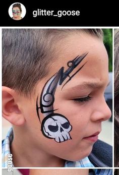 Simple Halloween Face Paint Ideas, Monster Truck Face Paint, Men Face Paint, Autumn Face Paint, Skull Face Paint Easy, Boys Face Painting Ideas, Face Paint Adults, Spooky Face Paint, Pintura Facial Halloween