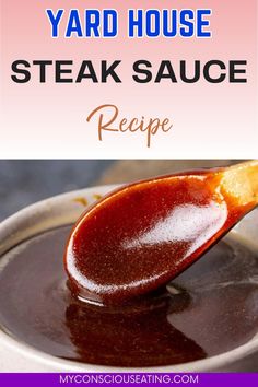 Steak Sauce with a wooden spoon Homemade Steak Sauce, Steak Sauce Recipe, Recipe For Steak, Steak Sauce Recipes, Homemade Sauce Recipes, Easy Steak, Grilled Meats, Vegan Sauces, Steak Sauce