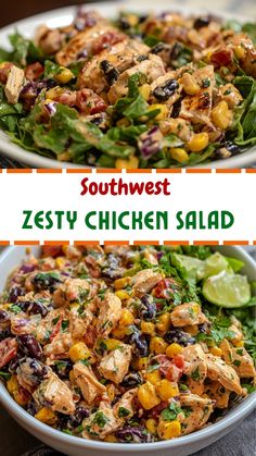 Easy Chicken Recipes: Southwest Zesty Chicken Salad Southwestern Chicken Salad, Southwest Salad Recipe, Easy Baked Chicken Breast, Southwest Chicken Salad, Southwest Salad, Southwestern Chicken, Spicy Salad, Salad Chicken, Creamy Ranch