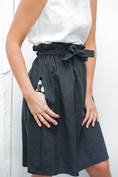 Washed black linen skirt. Linen skirt with pockets. Linen skirt for women. Aline linen skirt. Soft midi linen skirt. Pockets sewn on the sides of the skirt. The part of the belt is embedded with rubber, which is covered with a linen belt. The skirt is comfortable and easy to care for. Pockets sewn from a different fabric in black white polka dot. Linen will warm you when cold and will not let you get overheated, it is very body-friendly. Model wearing size M. On the photo grey skirt size: Best f Chic Linen Maxi Skirt With Pockets, Summer Black Maxi Skirt With Pockets, Black Summer Skirt With Side Pockets, Linen Maxi Skirt With Pockets For Work, Casual Black Linen Skirt, A-line Linen Skirt With Pockets, Black Linen Skirt, Linen Belt, Skirt Linen