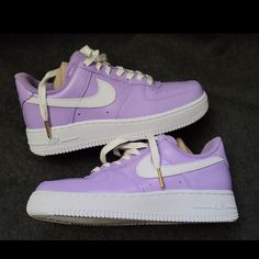 Nike Air Force 1 '07 Shoes Platinum Violet/Purple Women's Size 6... With Box Worn Twice Excellent Condition... Purple Custom Sneakers With Gum Sole For Sports, Nike Air Force 1 Purple Lace-up For Sports, Custom Purple High-top Sneakers With Gum Sole, Purple Nike Air Force 1 For Sports, Purple Nike Air Force 1 Sporty Shoes, Purple Nike Air Force 1 Sporty Sneakers, Purple Nike Air Force 1 Lace-up For Sports, Purple Nike Air Force 1 Lace-up With Branded Insole, Purple Low-top Nike Air Force 1 For Sports