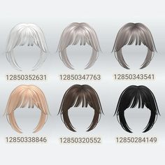 Roblox fringes codes ☆ Roblox Ids Hair, Brook Haven Id Codes Hair, Roblox White Hair Codes, Roblox Y2k Codes, Y2k Outfit Codes Berry Ave, Id Brookhaven Hair, Berry Avenue Codes Hair Brown, Berry Avenue Codes Black Hair