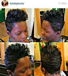 Short hair is where it's at! Love!! Short Weave Hairstyles, Black Women Short Hairstyles, Chic Short Hair, Messy Bob Hairstyles, Black Hair Updo Hairstyles, Spiked Hair