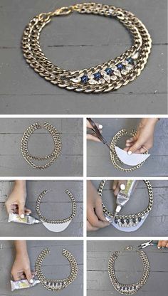 how to make a chain bracelet with scissors and glue on the outside, step by step instructions