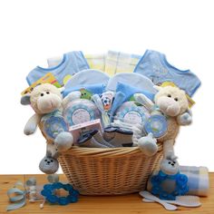 Two sweet twin baby boys deserve a gift that's twice as nice. This basket is filled with adorable baby boy baby necessities times two. We've included 2 sweet plush lambs with baby bunny slippers on, 2 footprint kits, 2 My First Tooth & Curl keepsake boxes and two of everything in this gift so each little baby boy has his own treats. The Double Delight Twins New Babies Gift Basket includes: 2 sweet plush lambs with baby bunny slippers on, 2 footprint kits, 2 My First Tooth & Curl keepsake boxes, New Baby Gift Basket, Baby Boy Gift Baskets, Baby Lullabies, Basket Blue, Girl Gift Baskets, Twin Baby Girls, Baby Boy Nursery Decor, Bunny Slippers, Baby Shower Gift Basket