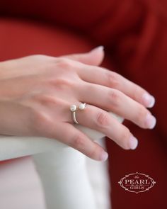 Look at this beautiful, simple, stackable and easy to wear custom pearl ring! This is a gorgeous pearl ring featuring two pearls set in a sterling silver design. First, this Twin Pearl Ring features two of The Pearl Girls small pearls. Hello luster! Next, it adapts to the size of your finger. Do your fingers swell with the seasons? Do you have knuckles that are bigger than your ring size? Do you enjoy the flexibility of different ring sizes that adjust when you need them to? This is the pearl ri Cultured Pearl Ring, Cultured Pearl Bracelet, Pearl Shop, Athens Ga, Silver Design, Pearl Design, Rings For Girls, Pearl Set, Jewelry Repair