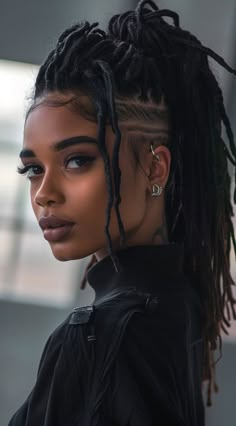 Undercut Women, Dread Hairstyles, Dreadlock Hairstyles, Shaved Sides, New Hairstyle, Locs Hairstyles, Hair Reference, Shaved Hair, Curly Hairstyles