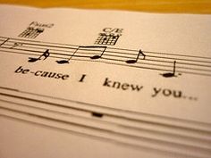 sheet music notes with the words be - cause i knew you