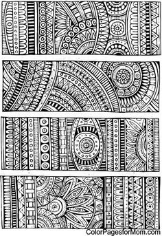 an intricately designed bookmark is shown in black and white, with different patterns on it