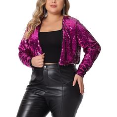 A plus-size brand inspired by the needs of customers. Show off your curves with just the right cut, and comfortable fabrics for a pleasurable experience. The shape of the Sequin Jacket is feminine, and the fit is relaxed and easy. Be the center of attention and exude confidence with these stunning and fashion-forward jackets. Perfect for parties, weddings, or any special occasion, these jackets can be paired with dresses, tops, or even jeans for a glamorous look. The stylish and festive women's Cropped Shrug, Spring Cardigans, Sequin Cardigan, Sequin Party, Exude Confidence, Rib Knit Cardigan, Lace Cuffs, Plus Size Brands, Plus Size Halloween