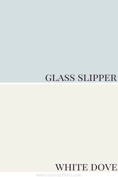 two different shades of blue and white with the words glass slipper written below them