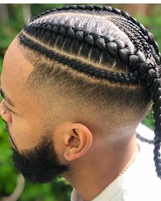 Side Cornrows Men, 10 Cornrows, Beard Cut Style, Braiding Hairstyle, Cornrows Men, Man Braids, Black Boy Hairstyles, Boy Braids, Braids With Fade