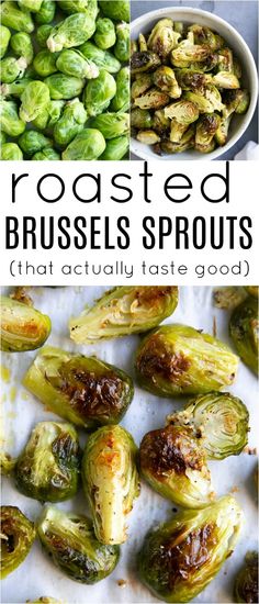 roasted brussel sprouts with text overlay