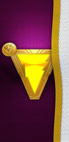 an image of a superman logo on the back of a purple and yellow suit with gold accents