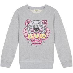 Brand New With Tags Kenzo Tiger Sweatshirt, Kenzo Sweater, Clashing Prints, Kenzo Sweatshirt, Kenzo Tiger, Summer Sweatshirt, Kenzo Kids, Oversized Pullover, Grey Pullover