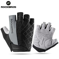 the rockbros cycling gloves are both black and white, with neon green accents