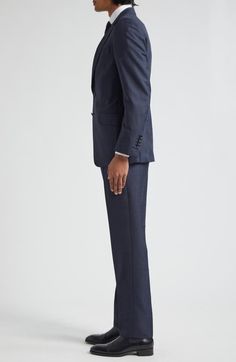 Find TOM FORD O'connor Prince Of Wales Virgin Wool Blend Suit on Editorialist. Understated glen plaid underscores the timeless look of an impeccably tailored wool-blend suit featuring flat-front trousers and a two-button cutaway jacket Jacket has notched lapels; five-button cuffs; chest welt pocket; front flap pockets; ticket pocket Pants have zip fly with hook-and-bar closure; adjustable waist tabs; front slant pockets; back button-welt pockets Jacket is lined 51% virgin wool, 29% mohair, 18% linen, 2% silk Dry clean Made in Italy Designer Clothing Prince Of Wales Suit, Mens Navy Suit, Mohair Suit, Blue Suit Men, Designer Clothing Brands, Men's Toms, Tom Ford Men, Navy Suit, Glen Plaid