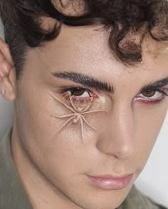 Spider Makeup, Optical Illusion Tattoo, Face Art Makeup, Halloween Makeup Inspiration, Male Makeup