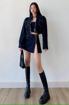 Item Type: CoatMaterial: DenimCollar: LapelSleeve Length: Long SleeveColor: Black. WhiteSize: S.M.L Size(cm) Coat Length Sleeve Length Bust Shoulder Width S 38 55 98 49 M 39 55 100 50 L 40 56 102 50 Item Type: SkirtMaterial: DenimWaist: High WaistColor: Black. WhiteSize: S.M.L Size(cm) Skirt Length Waist S 36 66 M 36 70 L 37 74 Chic Denim Skirt With Pockets For Fall, Chic Fall Denim Skirt With Pockets, Fitted Dark Wash Mini Skirt For Fall, Edgy Denim Mini Skirt For Fall, Edgy Fitted Denim Skirt For Fall, Trendy Dark Wash Mini Skirt For Fall, Fitted High Waist Spring Outerwear, Chic Black Denim Jacket, Denim Long Sleeve Jacket For Night Out