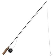 a fishing rod and reel on a white background