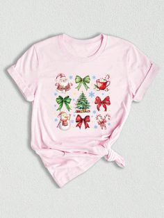 ** Christmas Coquette Bow Shirt - The Perfect Festive Tee for Your Holiday Celebrations! ** Get ready to spread holiday cheer in style with our charming **Christmas Coquette Bow Shirt**! This delightful tee features an adorable bow design that perfectly captures the spirit of the season, making it an ideal choice for your festive gatherings, cozy family dinners, or even a fun day of baking gingerbread cookies! Made from soft, high-quality cotton, this shirt ensures comfort and breathability, all Christmas Pink Cotton Tops, Pink Cotton Christmas Tops, Pink Christmas Graphic Print Tops, Pink Graphic Print Christmas Tops, Cute Pink Christmas Tops, Cute Pink Christmas T-shirt, Pink Crew Neck Top For Christmas, Cute Christmas Festive Tops, Cute Festive Christmas Tops