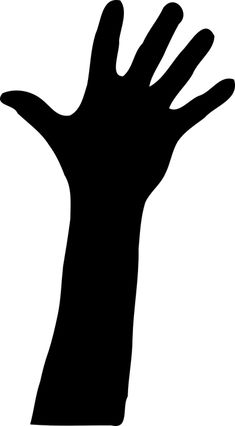 a black silhouette of a hand reaching for something