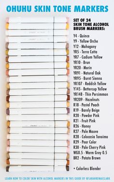 an advertisement for the ohhu skin tone markers set of 24 in various colors and sizes