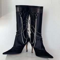 Very Rare Very Good Condition. Super Badas* -Pointy Toe Boots -Mid Calf Height Original $1500 * I Listed A Dress That I Got From An Asian Designer. I Wore It With These Shoes. It’s Literally The Perfect Outfit Together. I Will Make You A Deal If You Buy Both I Am Moving To Europe And I Am Selling Everything For Cheaper If You Bundle Designer Snip Toe Boots For Party, Designer Ankle Strap Boots For Party, Moving To Europe, Pointy Toe Boots, Asian Designers, Jimmy Choo Heels, Toe Boots, Jimmy Choo Shoes, Heel Boots