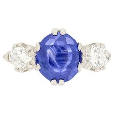 three stone sapphire and diamond ring, by van cleef & co - 2