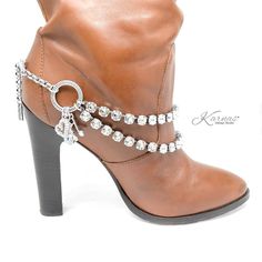 "SOLD INDIVIDUALLY, please order 2/each if you would like a set. Boots not included *CRYSTAL SIZE(S)/CUT 8mm or 31\" diameter KDS Premium Crystal *DETAILS Karnas Design Studio™ original design! Our new boot jewelry is sure to make your feet shimmer & shine all night long. Whether you wear this on the dance floor, stage, or just for dinner, you'll feel \"extra\" special with the endless compliments. Tested and quality approved by our favorite gals! These are not only stunning but also durable Horse Hair Tassels, Free Jewellery Making Tutorials, Boot Bracelet, Boot Toppers, Boot Bling, Western Style Boots, Handmade Boot, Boot Straps, Turquoise Boho