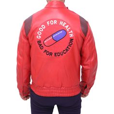 Men's Akira Kaneda Red Leather Jacket Red Biker Jacket For Streetwear, Red Retro Leather Jacket For Streetwear, Trendy Red Biker Jacket For Streetwear, Red Casual Biker Jacket For Winter, Casual Red Winter Biker Jacket, Retro Red Winter Biker Jacket, Red Retro Long Sleeve Biker Jacket, Red Leather Jacket Men, Kaneda Jacket