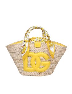 Kendra Hand Bag In Yellow Straw Logo Yellow, Edgy Accessories, Dg Logo, Stefano Gabbana, Prada Leather, Silk Twill, Printed Silk, Shopper Bag, Card Holder Leather